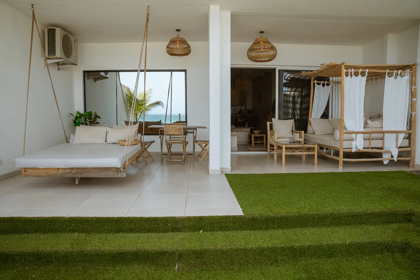 Jardin avec lit suspendu et pergola, appartement Teranga à Dakar